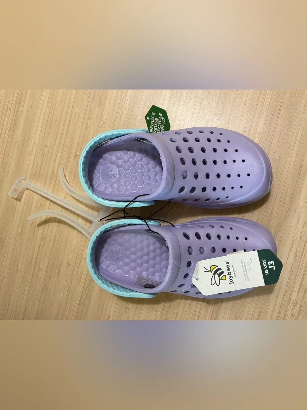 Joybees NWT clog Lavender/teal girls 3